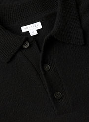 Men's Lambswool Knitted Polo Shirt in Black
