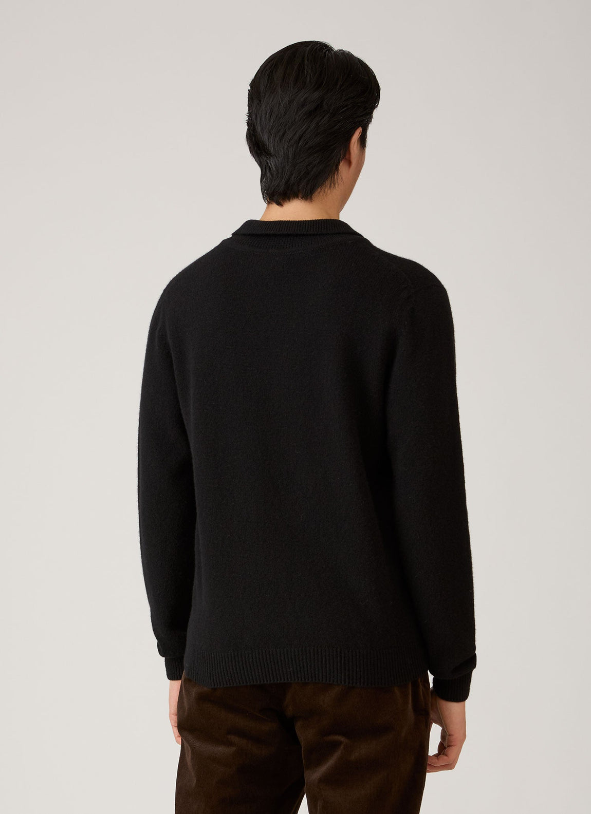 Men's Lambswool Knitted Polo Shirt in Black