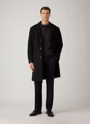 Men's Lambswool Knitted Polo Shirt in Midnight Navy Twist