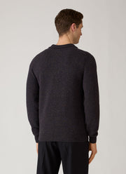 Men's Lambswool Knitted Polo Shirt in Midnight Navy Twist