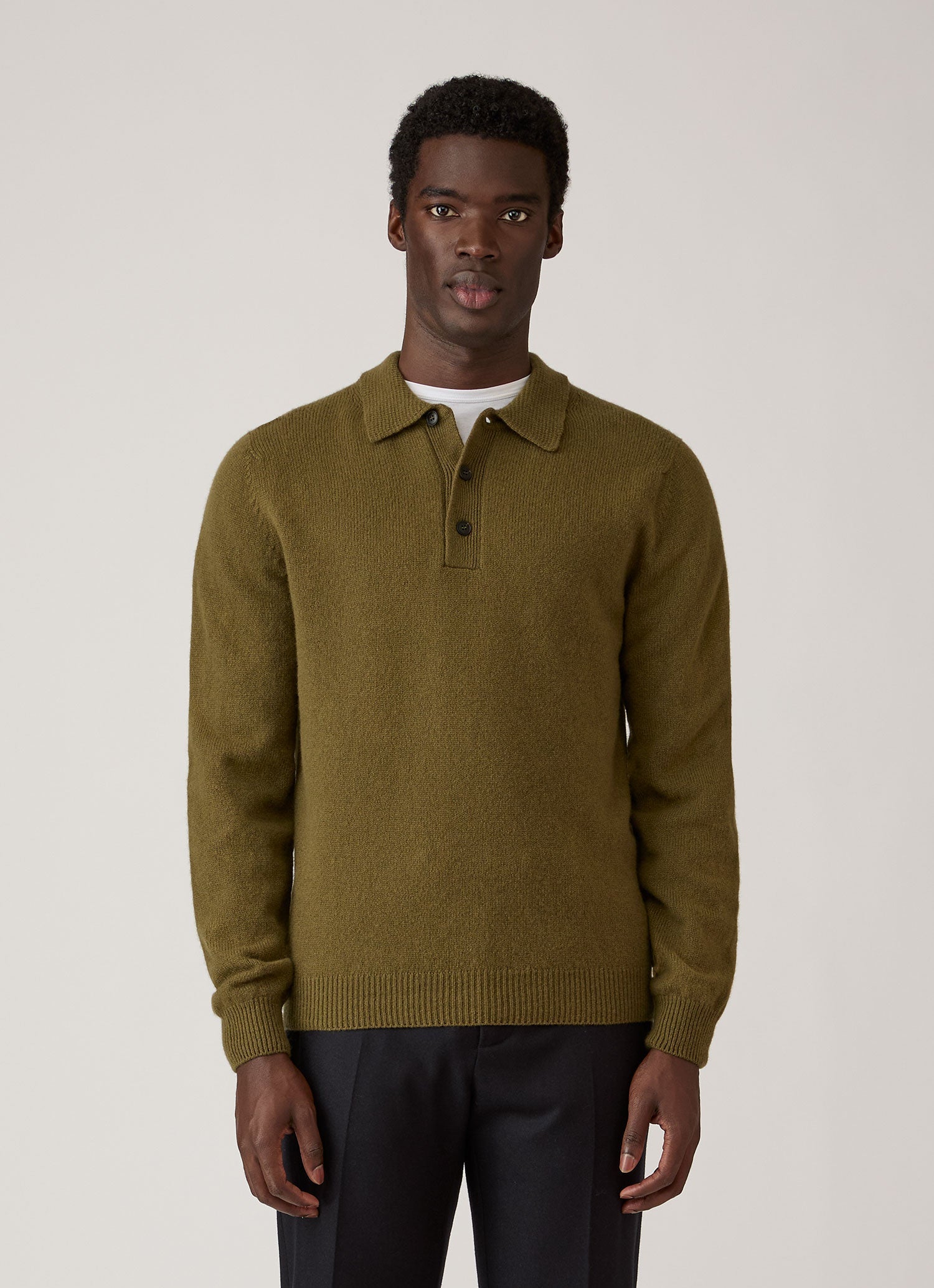 Men's Lambswool Knitted Polo Shirt in Uniform