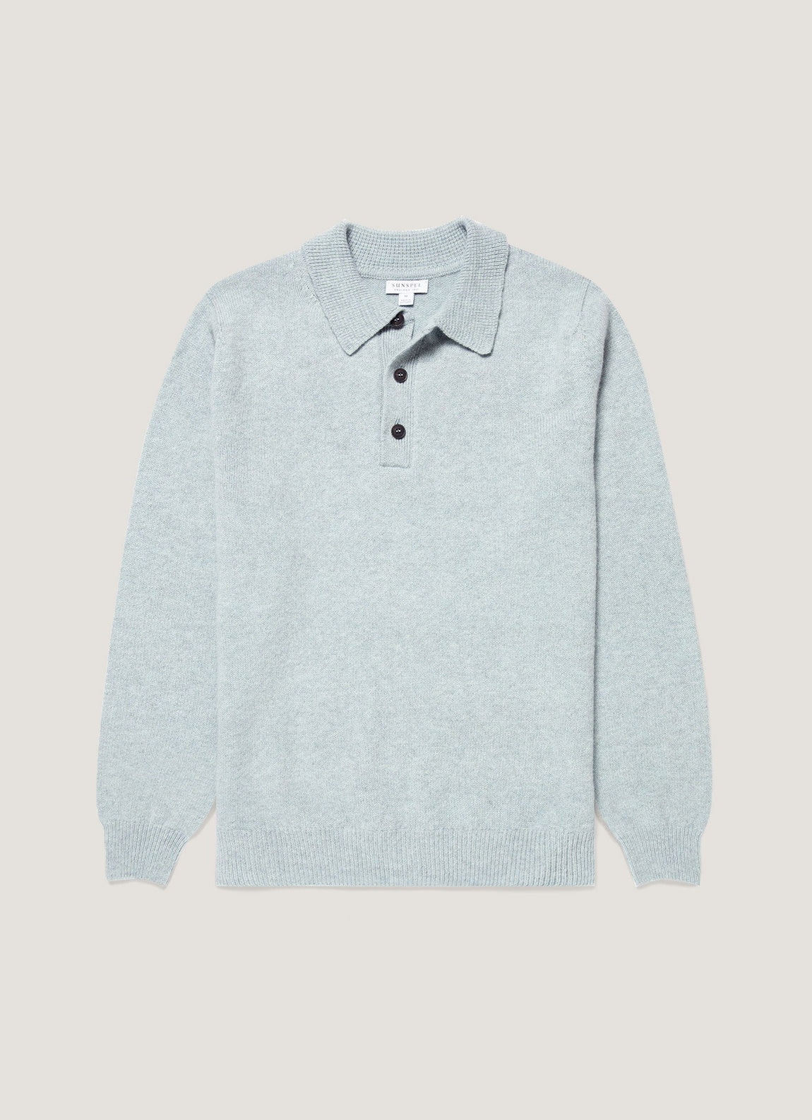Men's Lambswool Knitted Polo Shirt in Haar