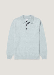 Men's Lambswool Knitted Polo Shirt in Haar
