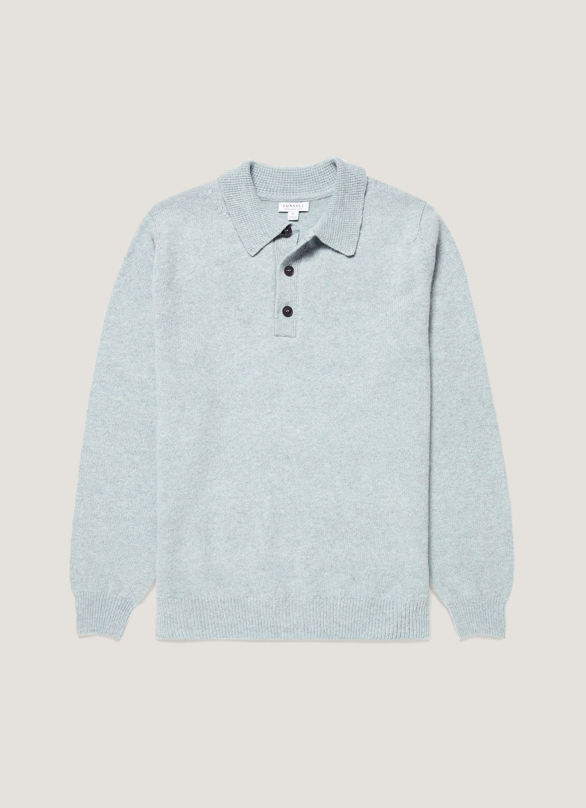 Men's Lambswool Knitted Polo Shirt in Haar
