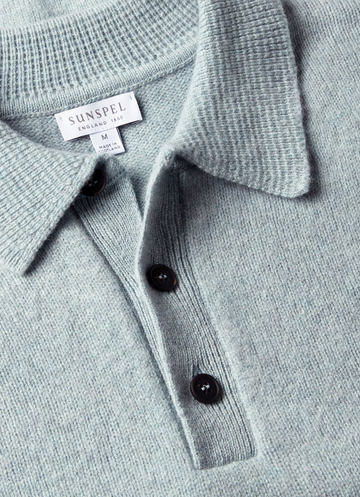 Men's Lambswool Knitted Polo Shirt in Haar