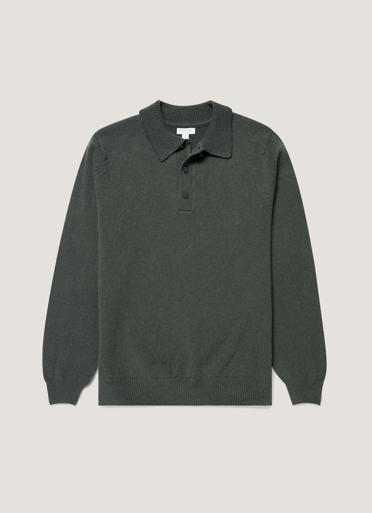 Men's Lambswool Knitted Polo Shirt in Slate Green