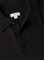 Men's Lambswool Knitted Polo Shirt in Charcoal Melange
