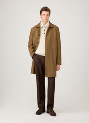 Men's Lambswool Knitted Polo Shirt in Oatmeal Melange