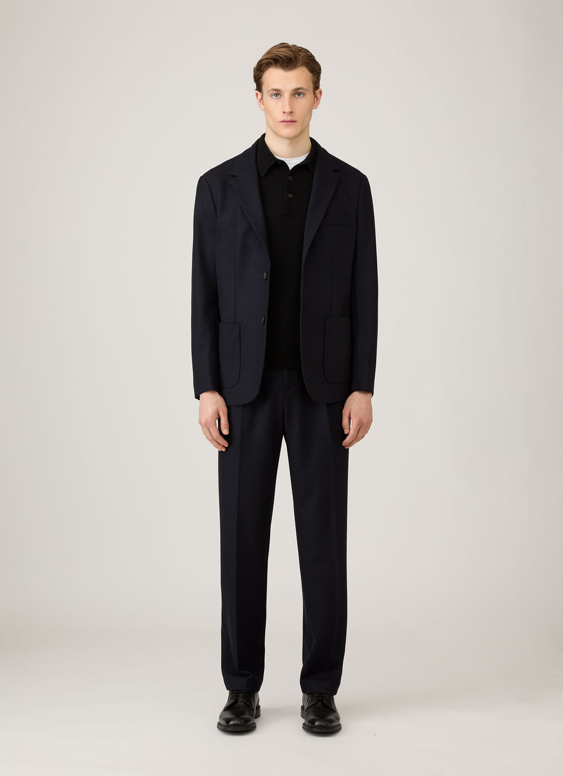 Men's Cashmere Knitted Polo Shirt in Black