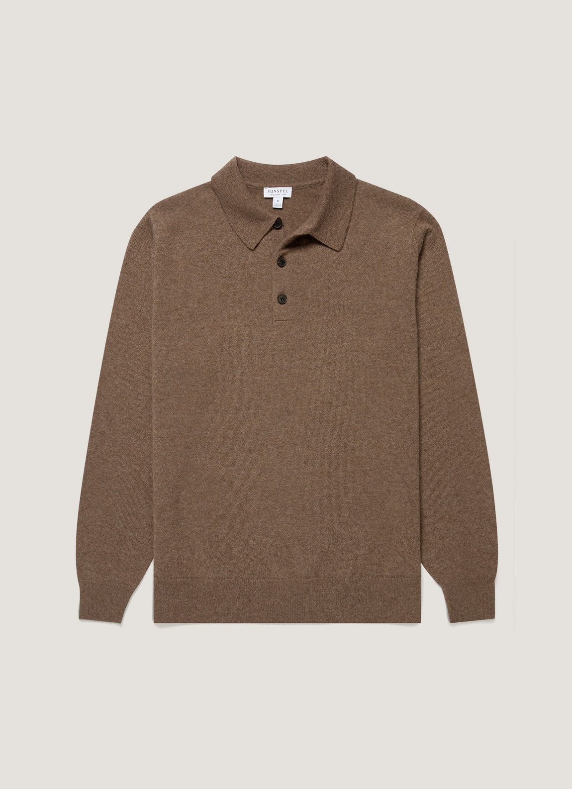 Men's Cashmere Knitted Polo Shirt in Taupe