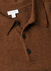 Men's Cashmere Knitted Polo Shirt in Chestnut Melange
