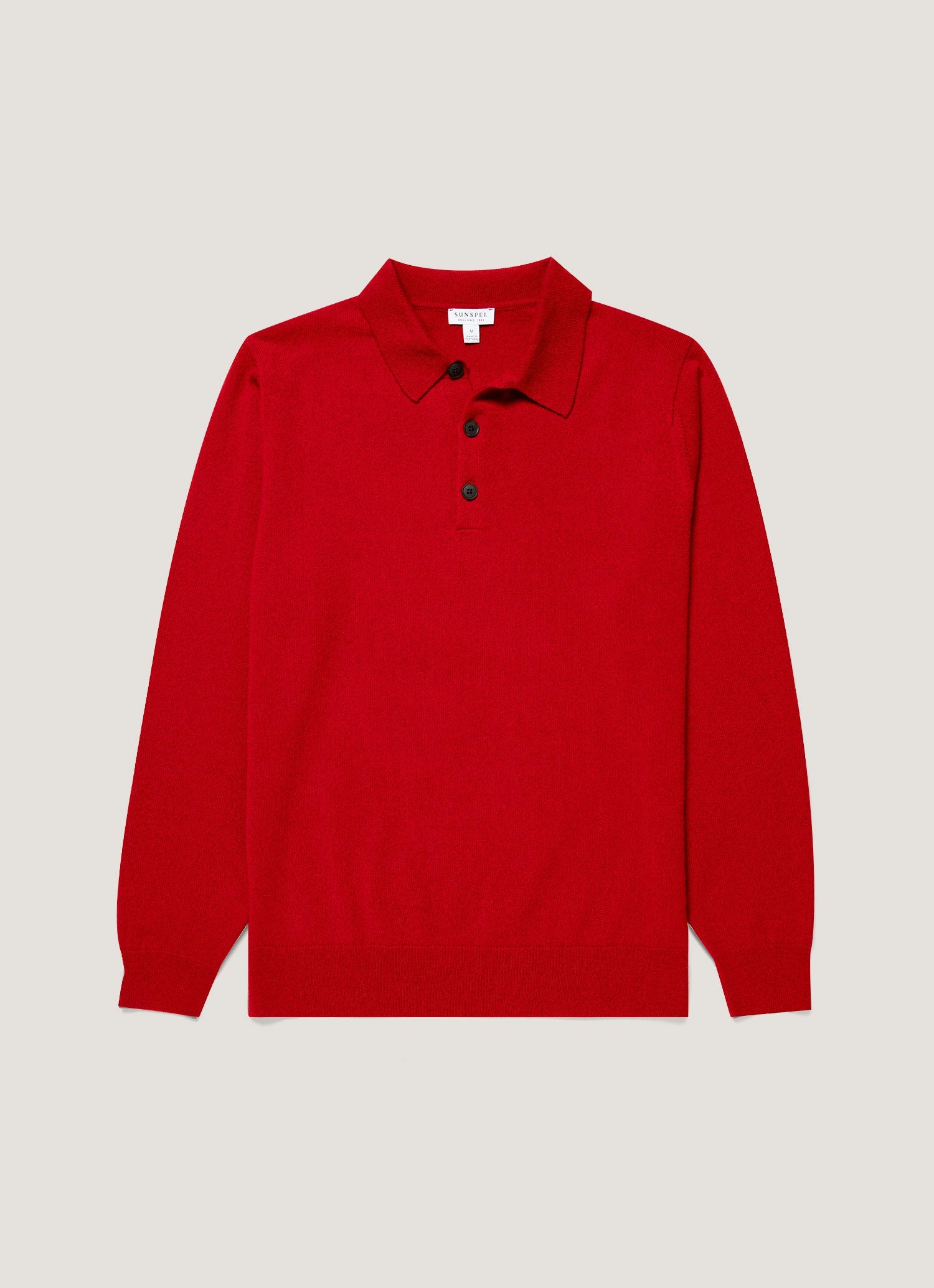Men's Cashmere Knitted Polo Shirt in Ruby Red