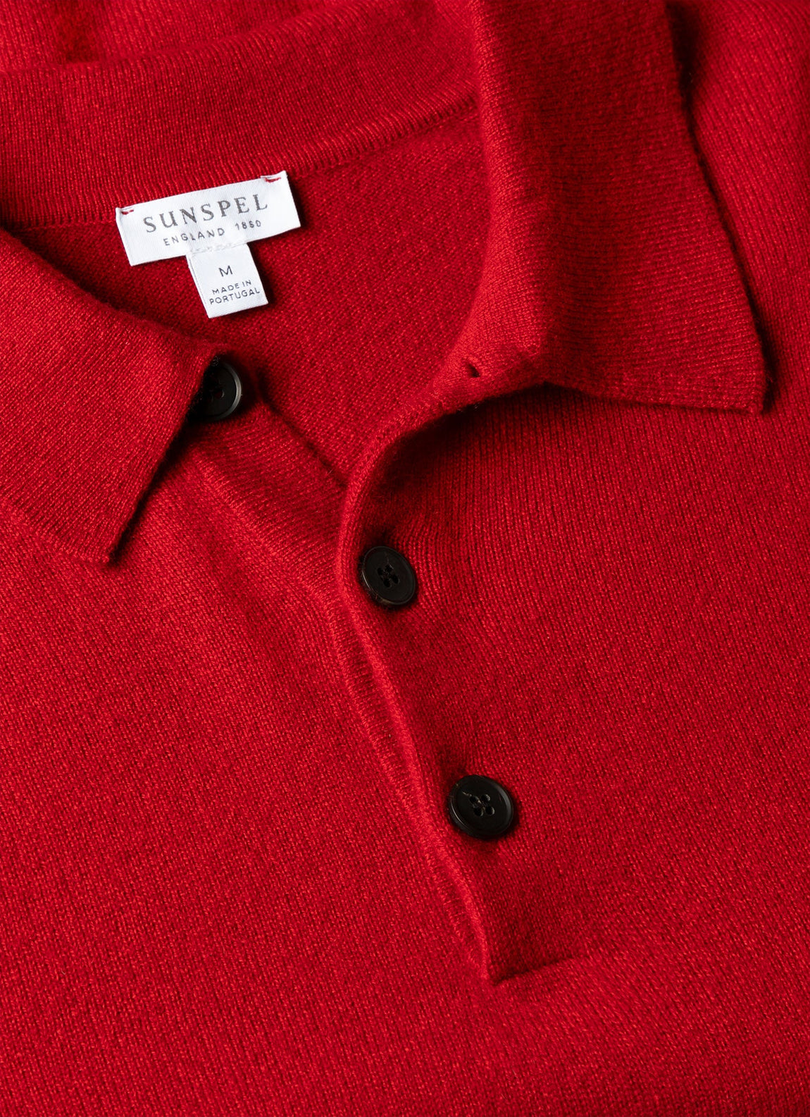 Men's Cashmere Knitted Polo Shirt in Ruby Red