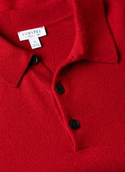 Men's Cashmere Knitted Polo Shirt in Ruby Red