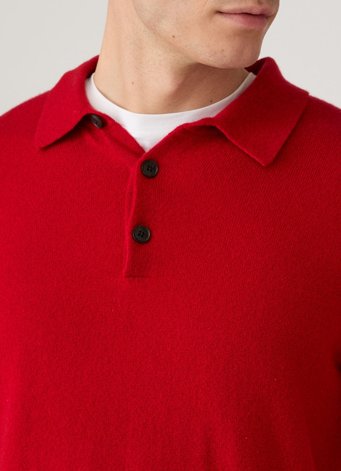 Men's Cashmere Knitted Polo Shirt in Ruby Red
