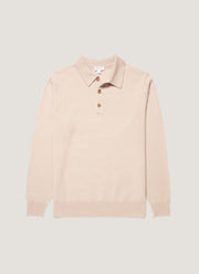 Men's Cashmere Knitted Polo Shirt in Swansdown