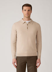 Men's Cashmere Knitted Polo Shirt in Swansdown