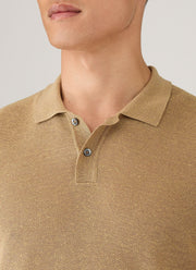 Men's Silk Linen Honeycomb Polo in Hazelwood
