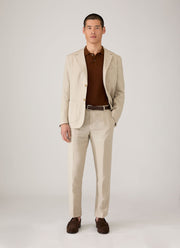 Men's Silk Linen Honeycomb Polo in Bronze