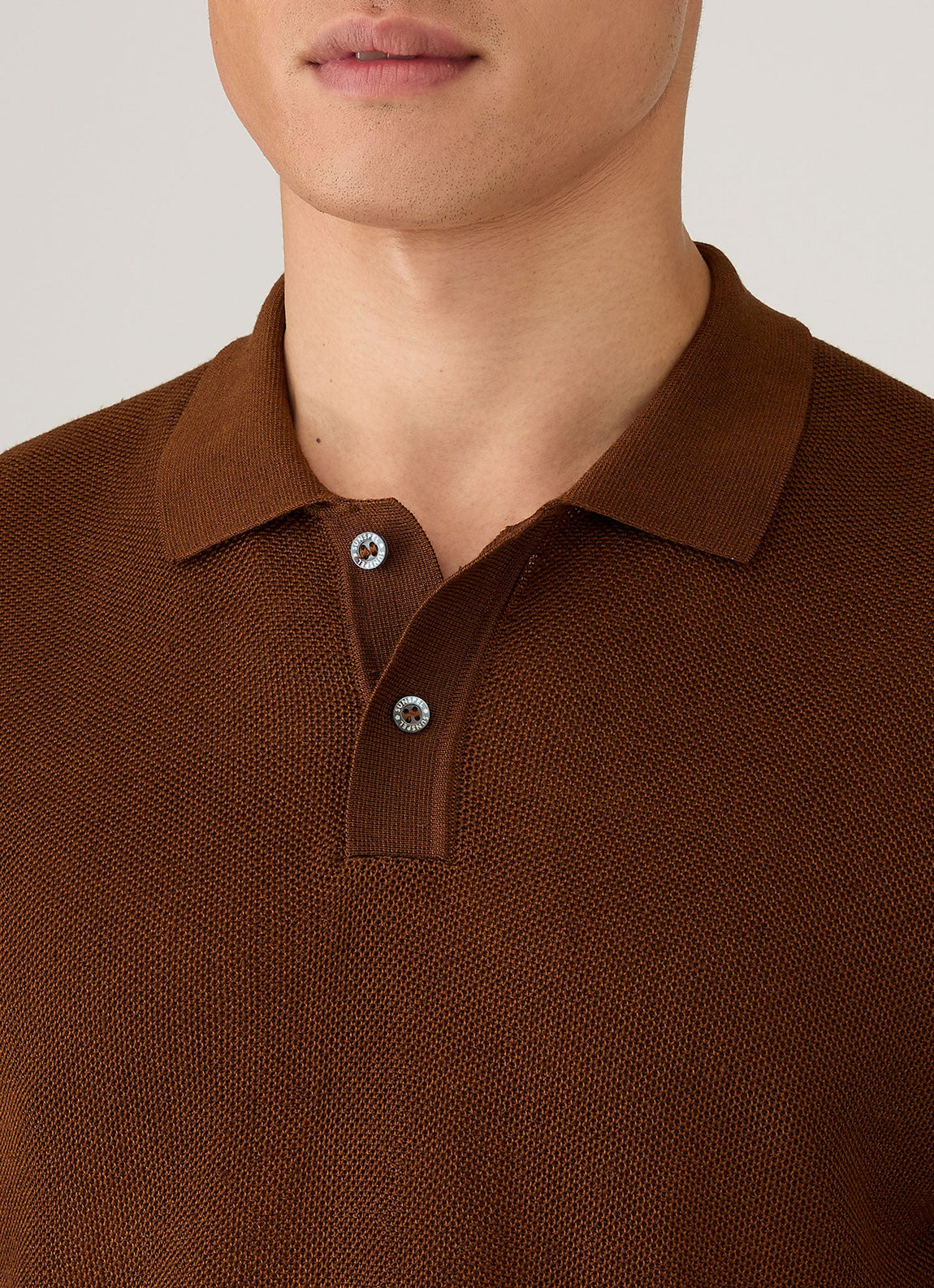 Men's Silk Linen Honeycomb Polo in Bronze