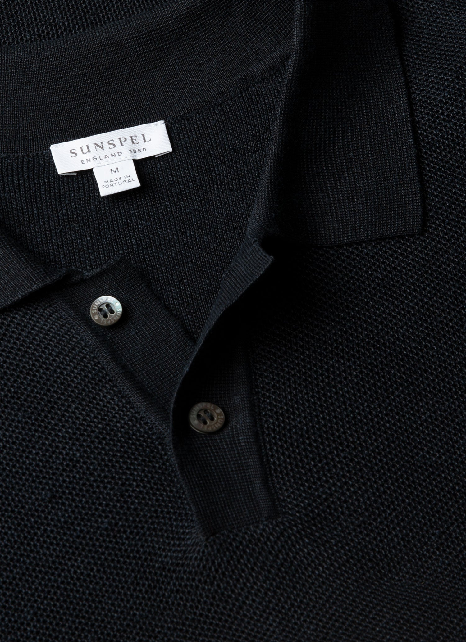Men's Silk Linen Honeycomb Polo in Light Navy