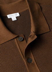 Men's Contrast Rib Polo Shirt in Bronze
