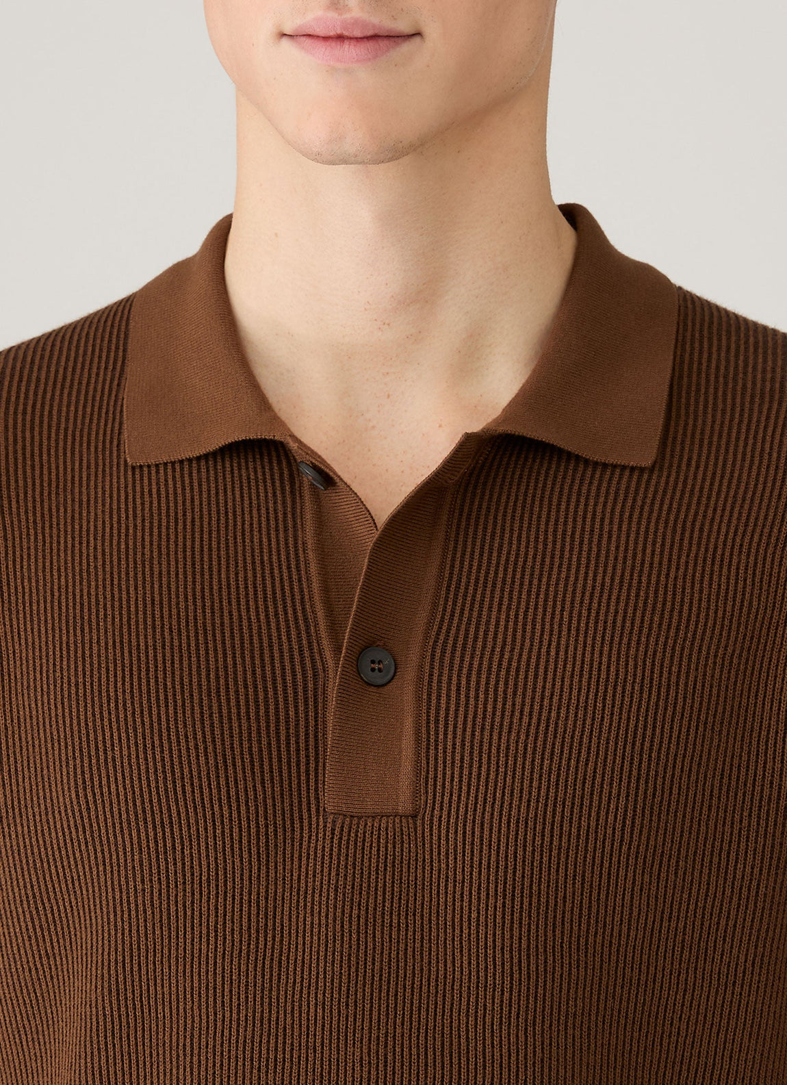 Men's Contrast Rib Polo Shirt in Bronze