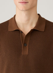 Men's Contrast Rib Polo Shirt in Bronze