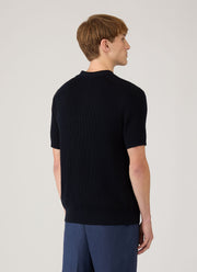Men's Contrast Rib Polo Shirt in Navy
