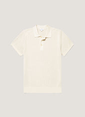 Men's Contrast Rib Polo Shirt in Ecru
