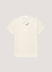 Men's Contrast Rib Polo Shirt in Ecru