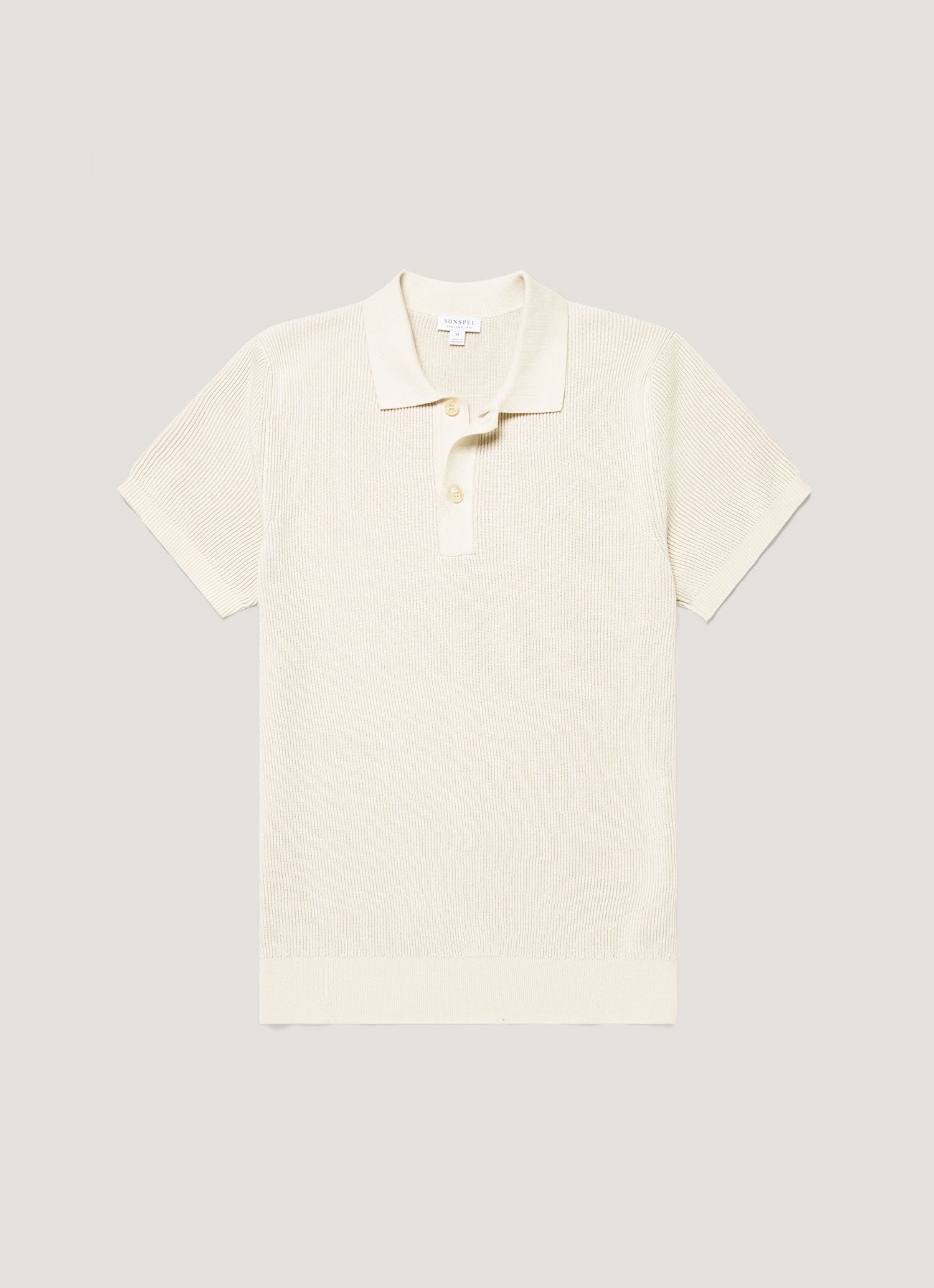 Men's Contrast Rib Polo Shirt in Ecru