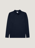 Men's Extra-Fine Merino Knitted Polo Shirt in Navy