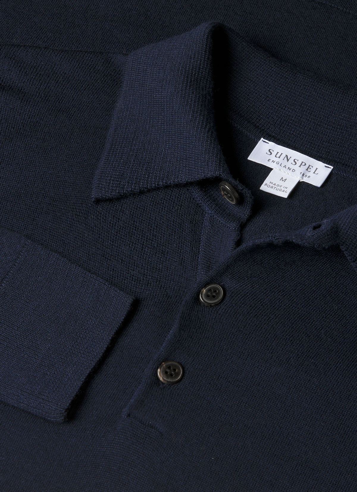 Men's Extra-Fine Merino Knitted Polo Shirt in Navy