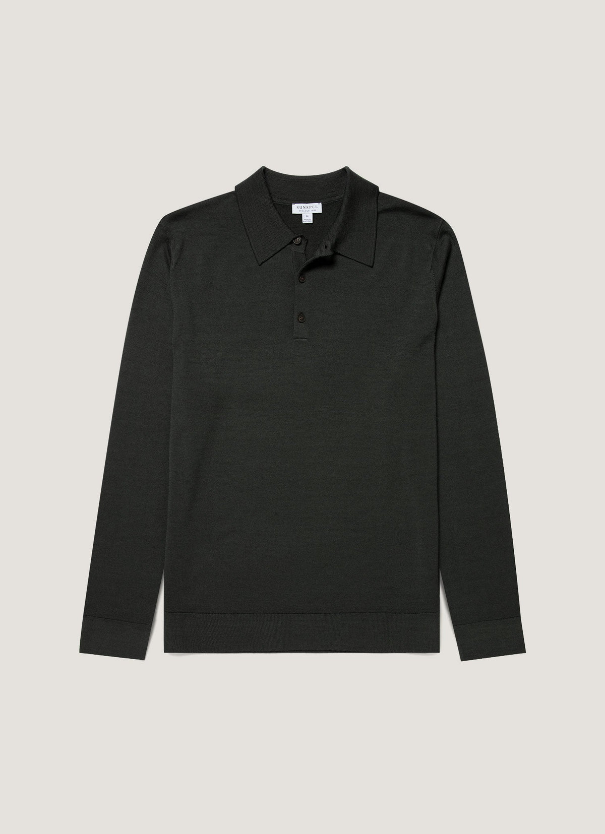 Men's Extra‑Fine Merino Knitted Polo Shirt in Slate Green