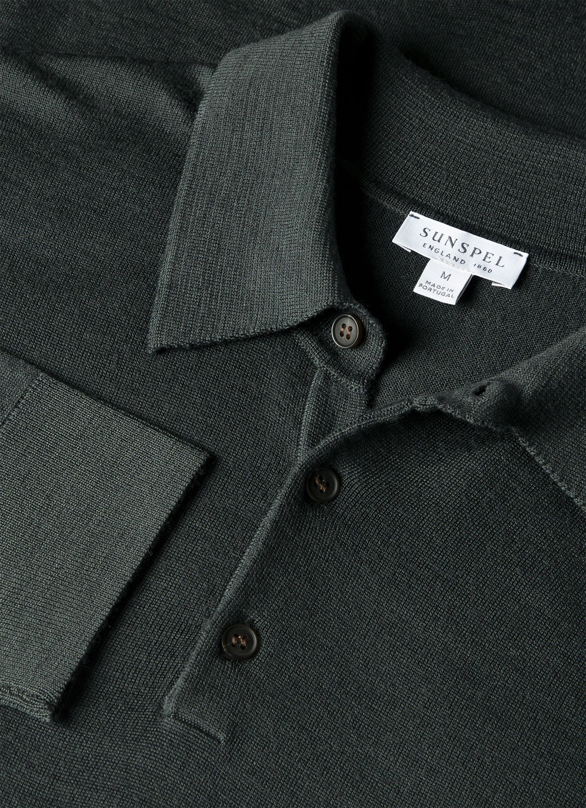 Men's Extra‑Fine Merino Knitted Polo Shirt in Slate Green