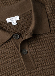 Men's Cotton Basketweave Polo Shirt in Loden Green