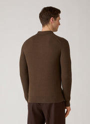 Men's Cotton Basketweave Polo Shirt in Loden Green