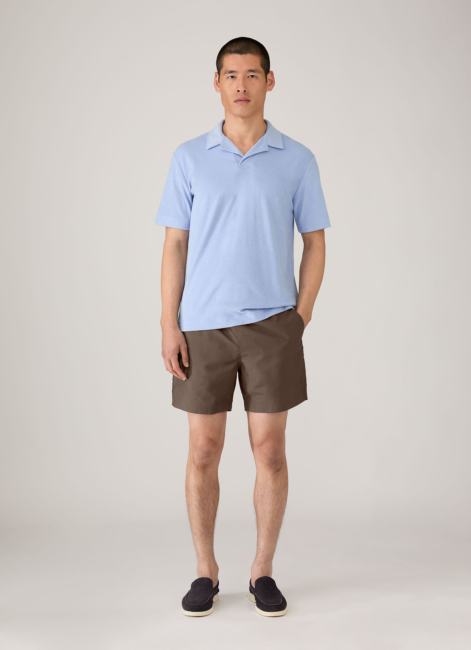 Men's Drawstring Swim Shorts in Dark Walnut