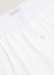 Men's Superfine Cotton One-Button Boxer Short in White