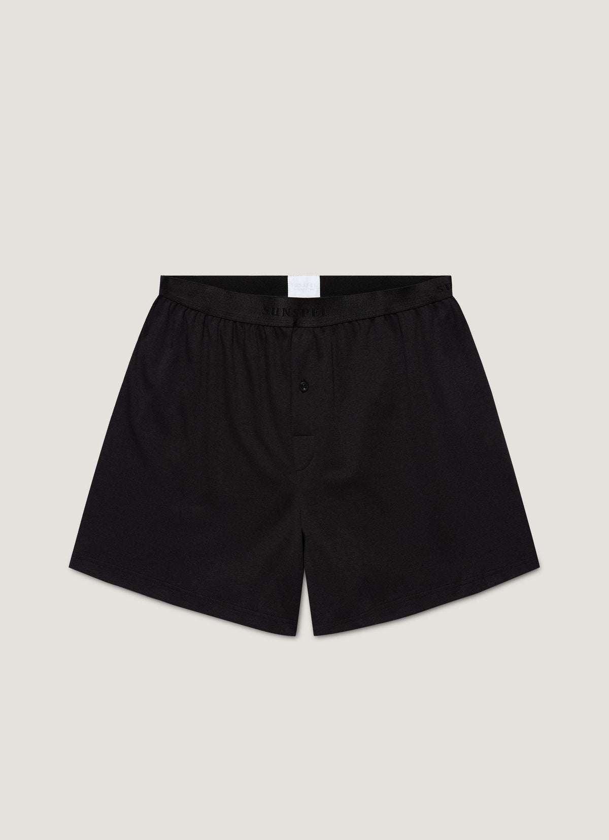 Men's Sea Island Cotton One-Button Boxer Short in Black