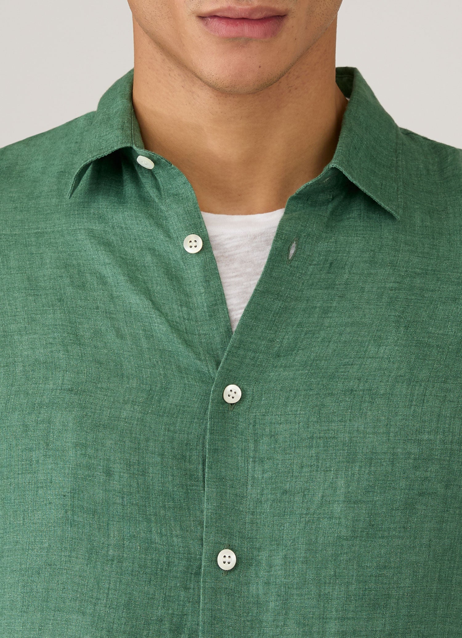 Men's Linen Shirt in Bright Green