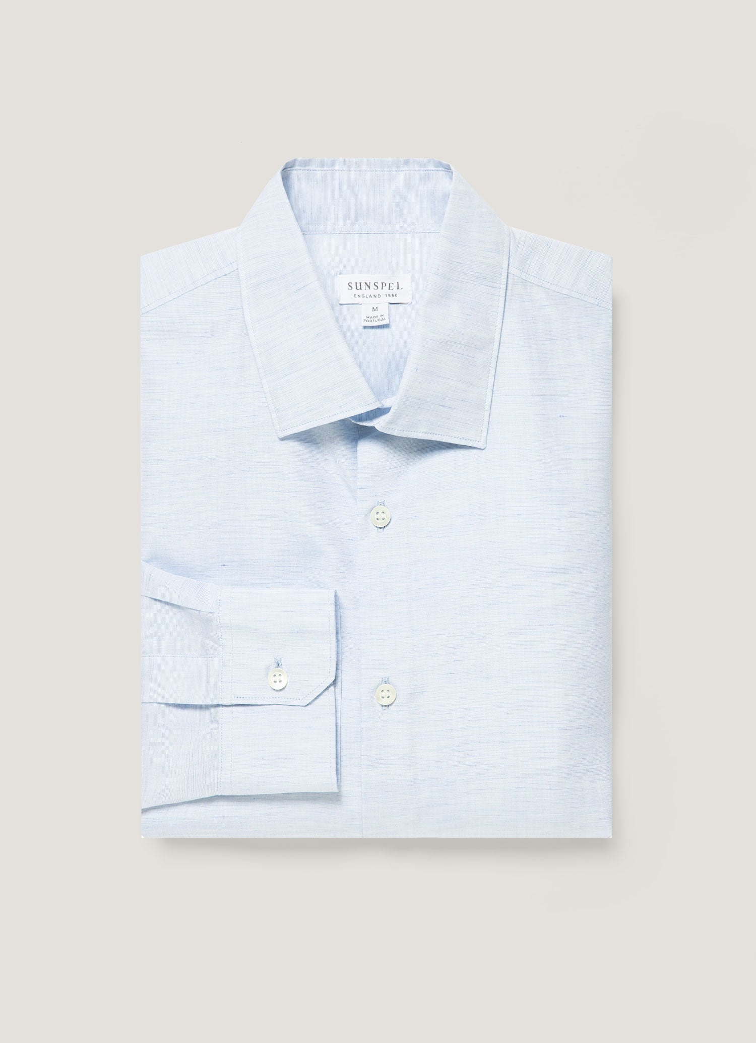 Men's Sea Island Cotton Linen Shirt in Light Blue