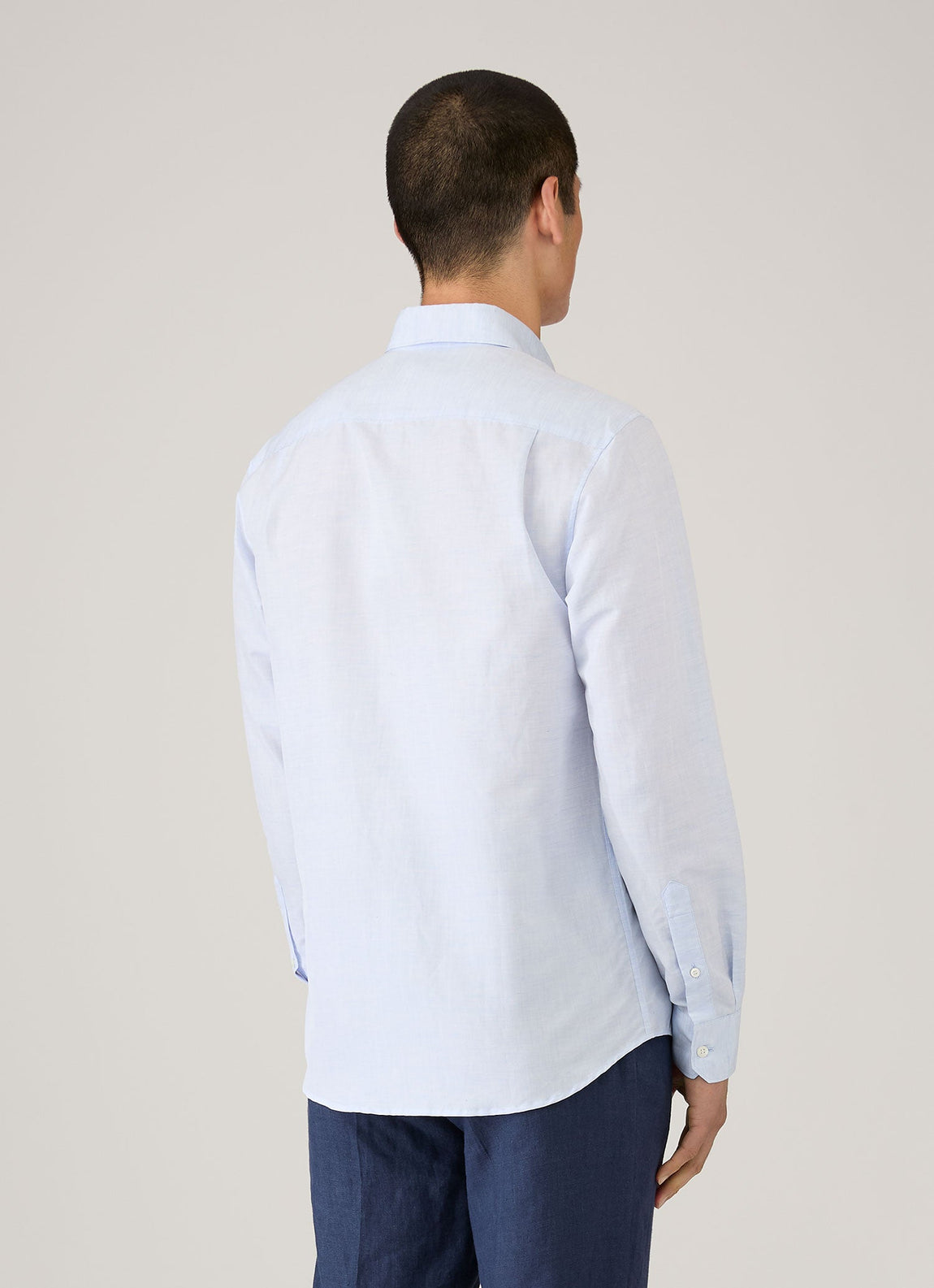 Men's Sea Island Cotton Linen Shirt in Light Blue