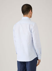 Men's Sea Island Cotton Linen Shirt in Light Blue