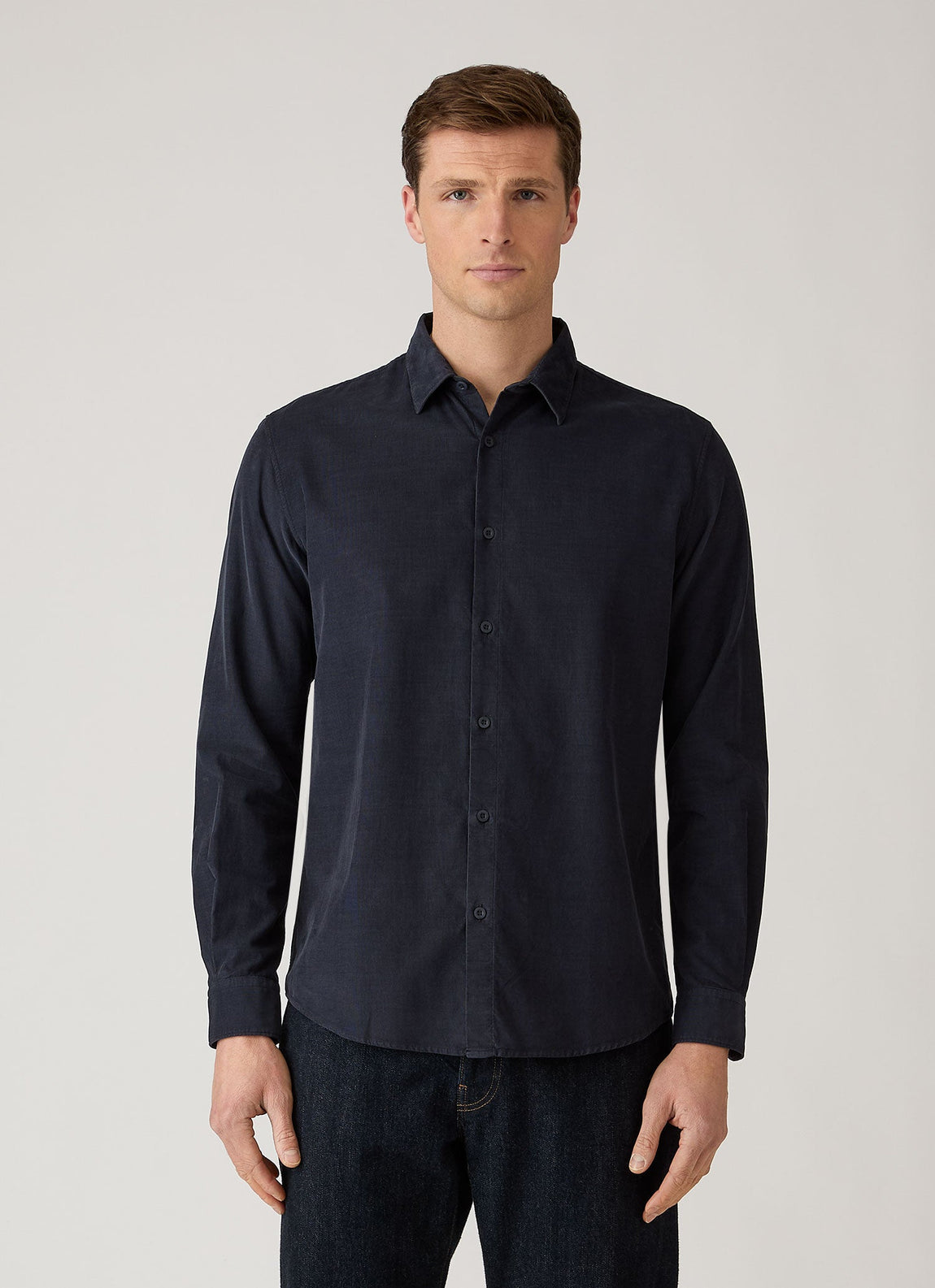 Men's Fine Cord Shirt in Midnight Navy