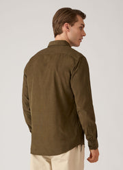 Men's Fine Cord Shirt in Loden Green