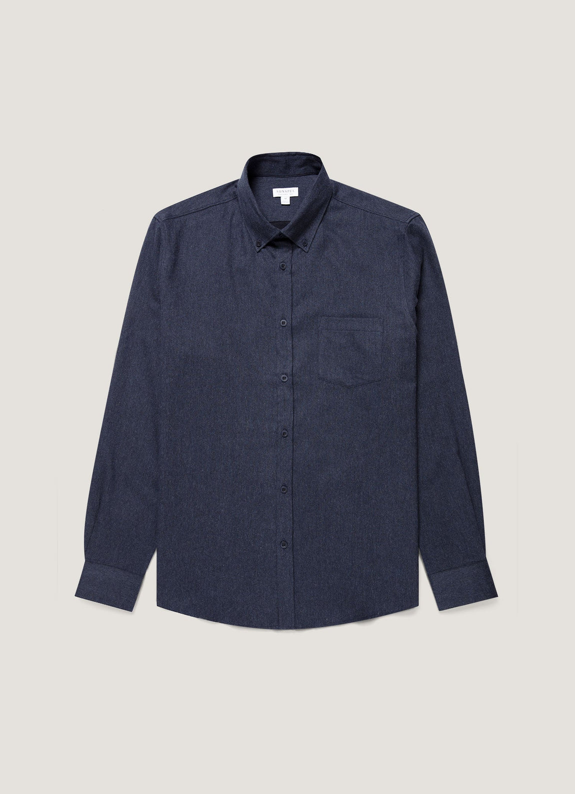Men's Button Down Flannel Shirt in Navy Melange