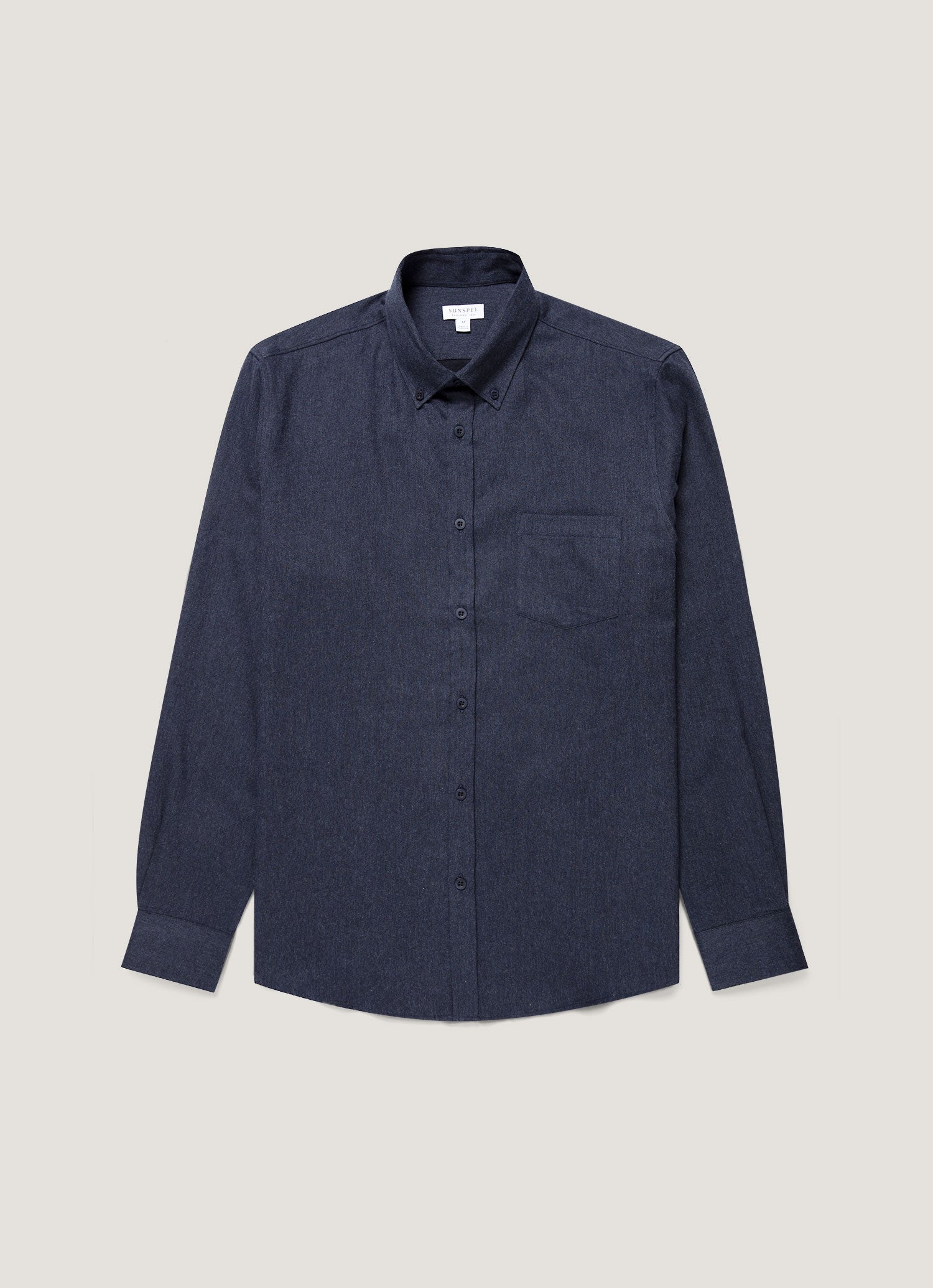 Men's Button Down Flannel Shirt in Navy Melange
