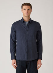 Men's Button Down Flannel Shirt in Navy Melange